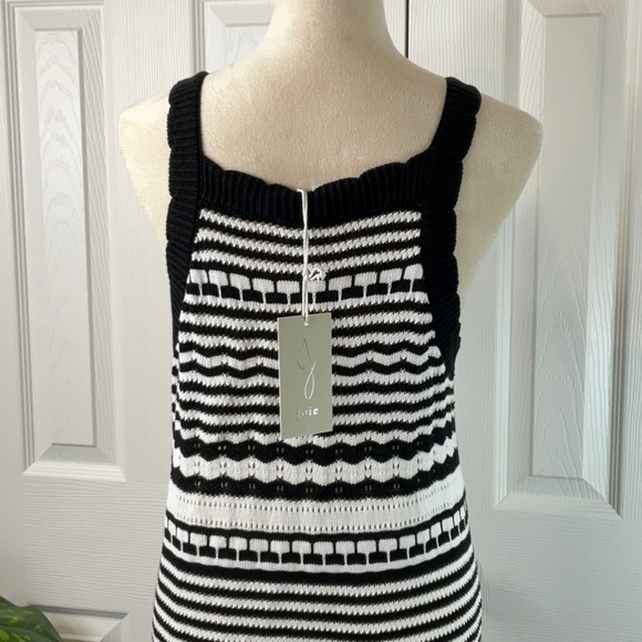 Joie NWT Black White Crochet Knit Sleeveless Midi Dress Size Large - Picture 7 of 10